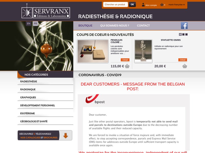 Servranx Boutique radiesthésie