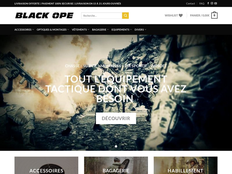 BLACKOPE: boutique pour la vente d'équipements tactiques 