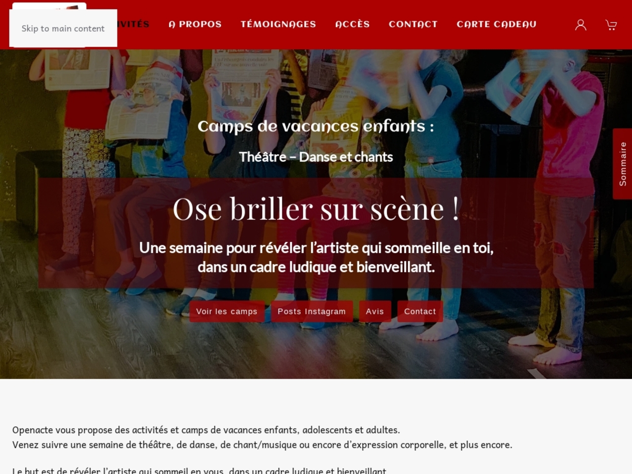 Camps de vacances pour enfants