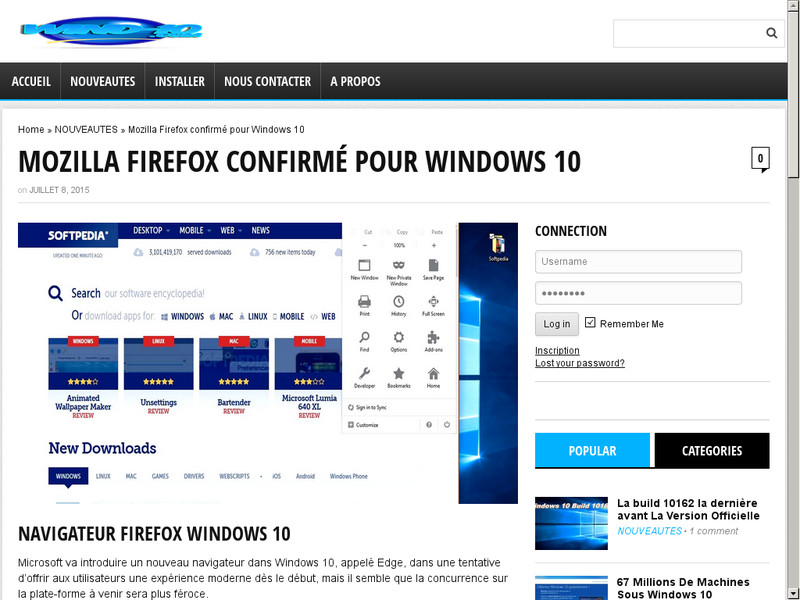 Navigateur Mozilla Firefox pour Windows 10
