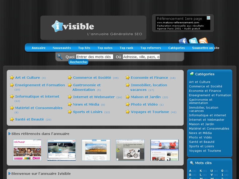 Annuaire Web Ivisible: un annuaire généraliste gratuit