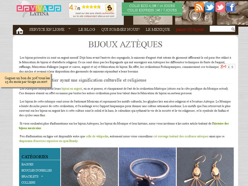 Des bijoux de style aztèque en argent massif