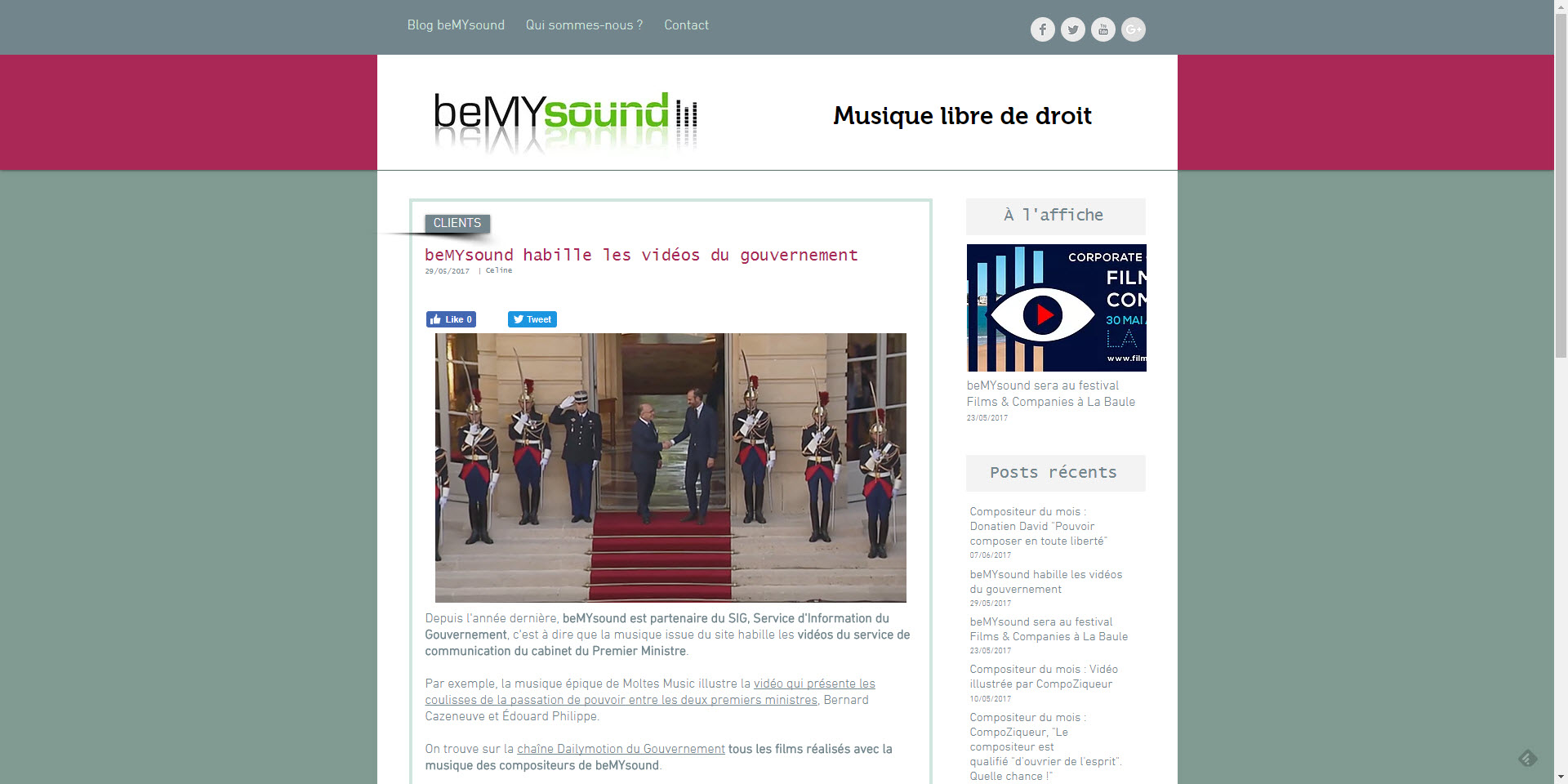 beMYsound.fr illustre les vidéos du gouvernement français
