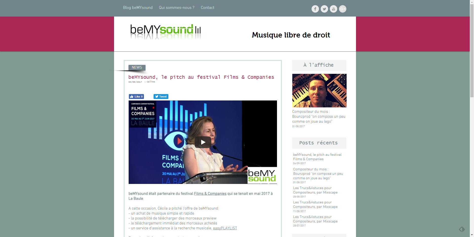 beMYsound, son pitch au festival Films & Companies