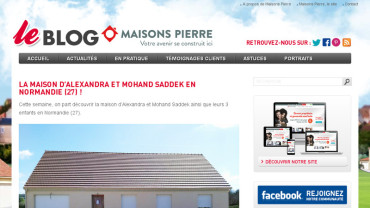 Page d'accueil du site : Maisons Pierre - Le blog