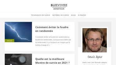 Page d'accueil du site : Survivre Amateur