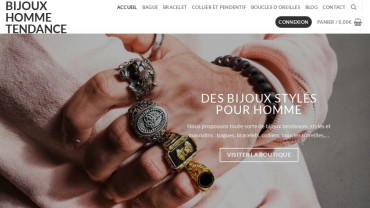 Page d'accueil du site : Bijoux Homme Tendance