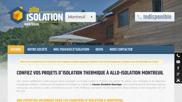 Page d'accueil du site : Allo-Isolation Montreuil