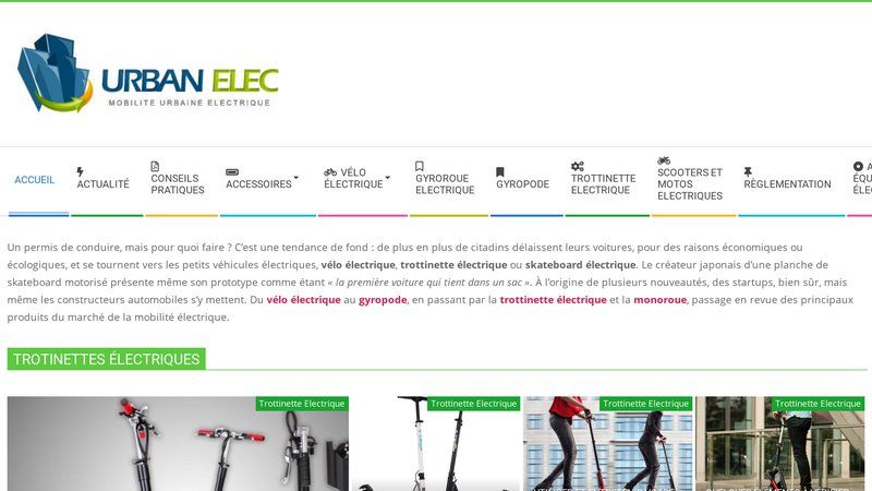Urban Elec, site d'informations générales sur les véhicules électriques