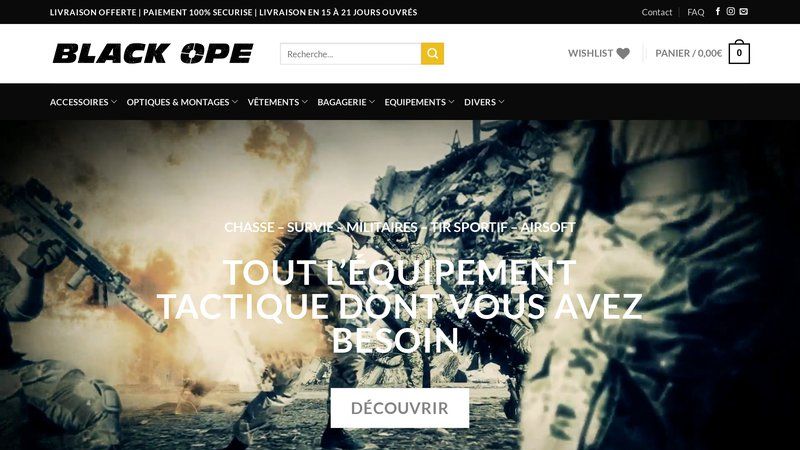 BLACKOPE: boutique pour la vente d'équipements tactiques 