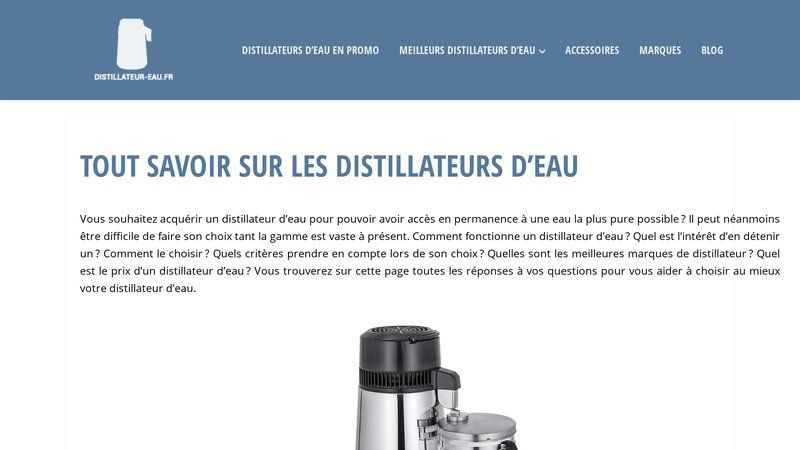 Distillateur-eau.fr, guide d'achat et conseils