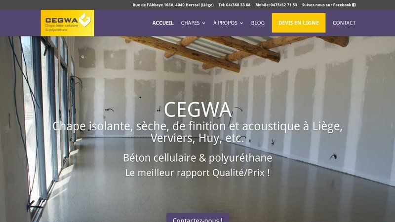 Cegwa.be : pose de chapes isolantes et de finition à Liège, un service de qualité
