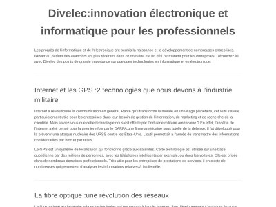 Divelec, guide d'information sur les innovations informatiques et électroniques  pour les professionnels 