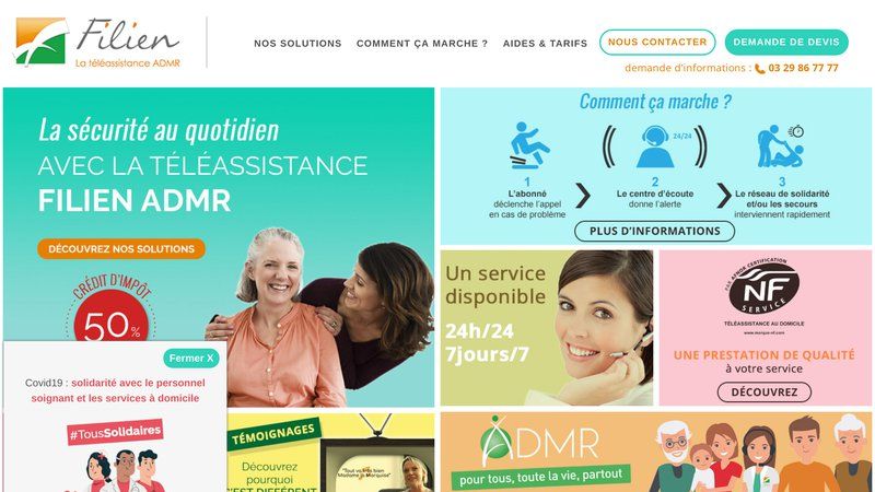 Filien ADMR, structure de téléassistance  de personnes âgées  et autres en France