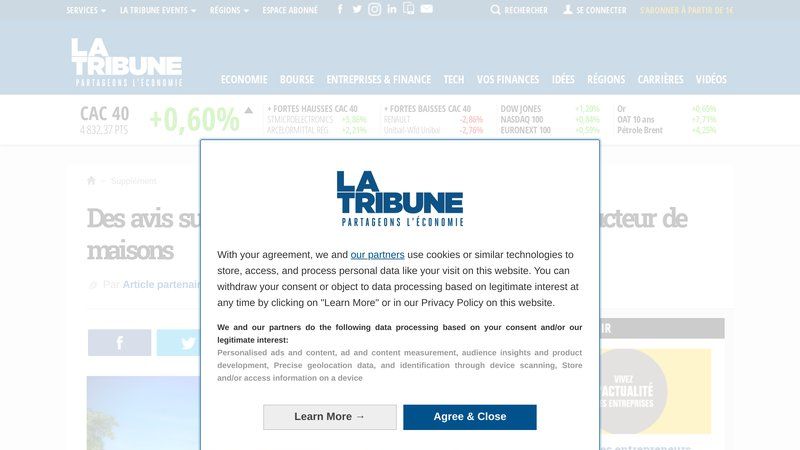 La Tribune, informations et avis sur l'entreprise de construction Maisons Pierre