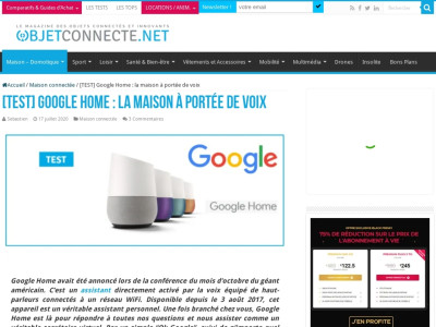 OBJETCONNECTE.NET, guide et test sur le Google Home