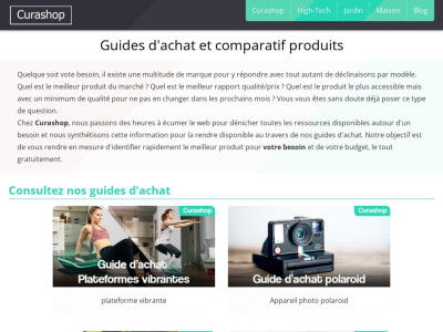 Curashop : Site de comparatif de produits et curation de contenu