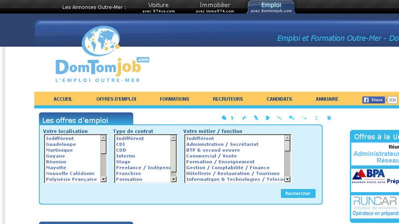 Dom Tom Job : Annonces emploi et formation