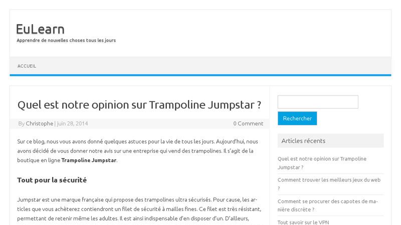 Eulearn donne son opinion sur Trampoline Jumpstar