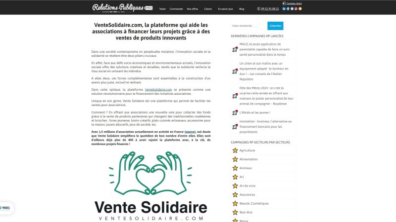 VenteSolidaire.com, la plateforme qui aide au financement des associations