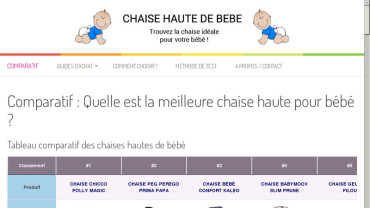 Page d'accueil du site : Chaise Haute Bébé