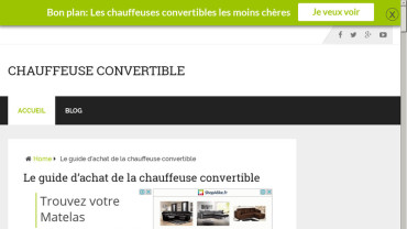 Page d'accueil du site : Chauffeuse convertible