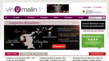Page d'accueil du site : Vin-Malin