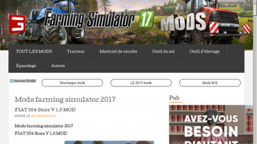 Page d'accueil du site : Farming Simulator 17