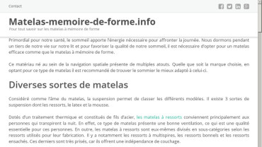 Page d'accueil du site : Matelas-memoire-de-forme.info