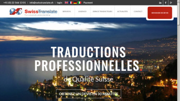 Page d'accueil du site : Swiss translate