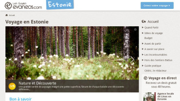 Page d'accueil du site : Voyage Estonie