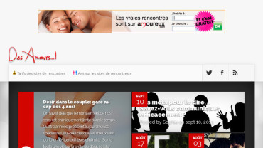 Page d'accueil du site : Des Amours