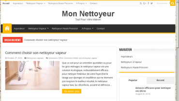 Page d'accueil du site : Mon Nettoyeur 