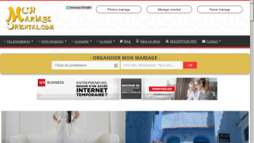 Page d'accueil du site : Mon mariage orientale 