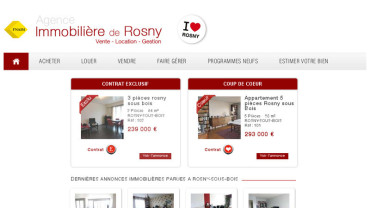 Page d'accueil du site : Immobilière de Rosny