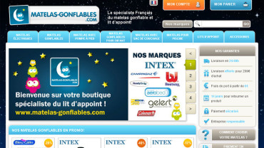 Page d'accueil du site : Matelas-Gonflables.com