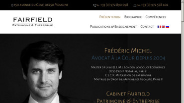 Page d'accueil du site : Fairfield