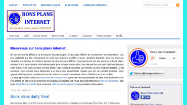 Page d'accueil du site : Bons Plans Internet