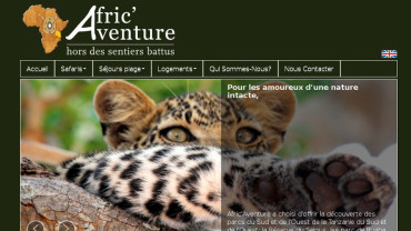 Page d'accueil du site : Afric'Aventure