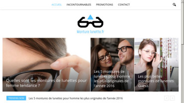 Page d'accueil du site : Monture lunette