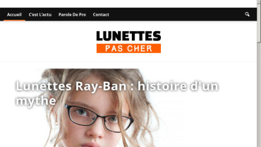 Page d'accueil du site : Lunettes pas Cher