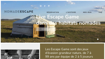Page d'accueil du site : Nomade Escape