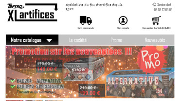 Page d'accueil du site : XL-Artifices.com