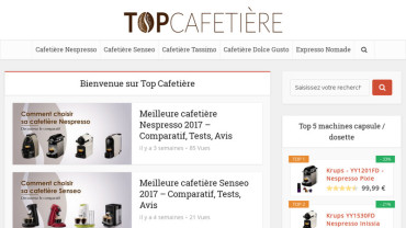 Page d'accueil du site : Top Cafetière