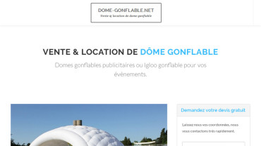 Page d'accueil du site : Dôme gonflable