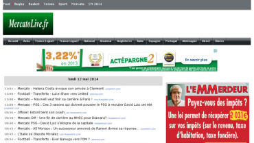 Page d'accueil du site : Mercato live