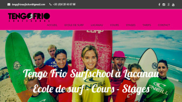 Page d'accueil du site : Tengo Frio Surfschool
