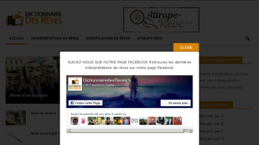 Page d'accueil du site : Dictionnaire des Rêves