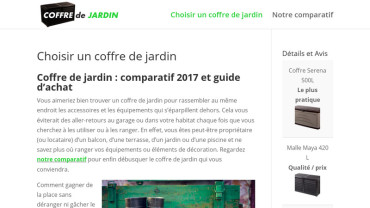 Page d'accueil du site : Coffre Jardin