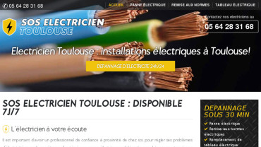 Page d'accueil du site : SOS électricien Toulouse